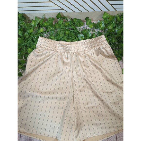 ZARA Women's Satin Effect Gold Striped Shorts Boxer Satin Size Medium - Picture 3 of 6